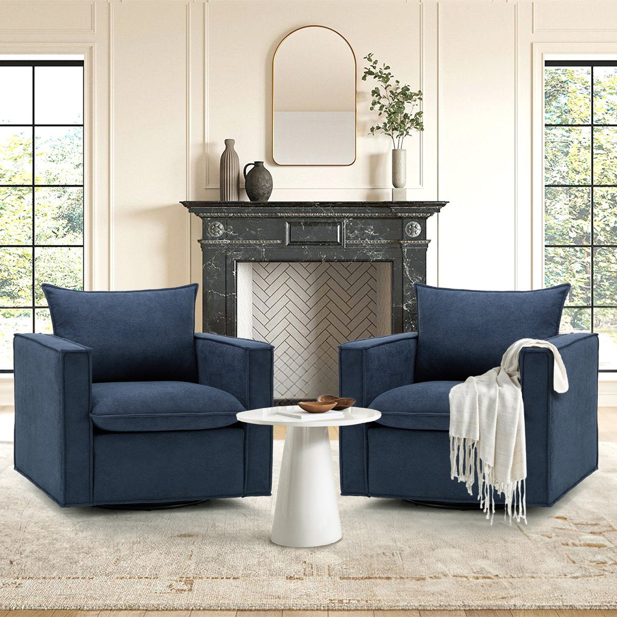 Hendina Upholstered Swivel Armchair (Set of 2)